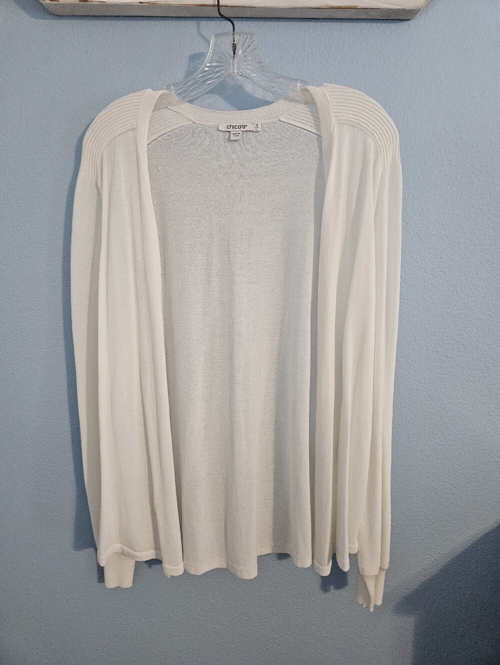 Chico's White Open Front Lightweight Sweater